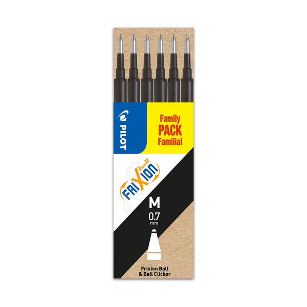 Pilot FriXion FAMILY PACK 6 navullingen medium penpunt 0.7 mm – Zwart