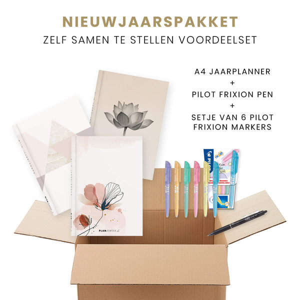 Nieuwjaarspakket planner + Pilot FriXion pen + markerset naar keuze