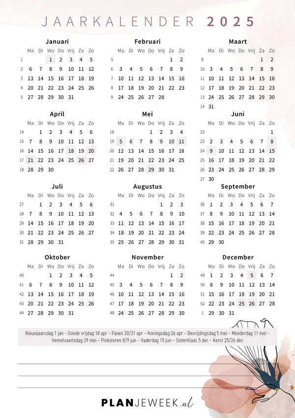 Kalenderkaart 2025 – 2026