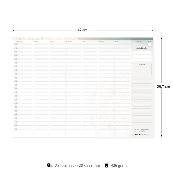 Weekplanner deskplanner Mandala A3