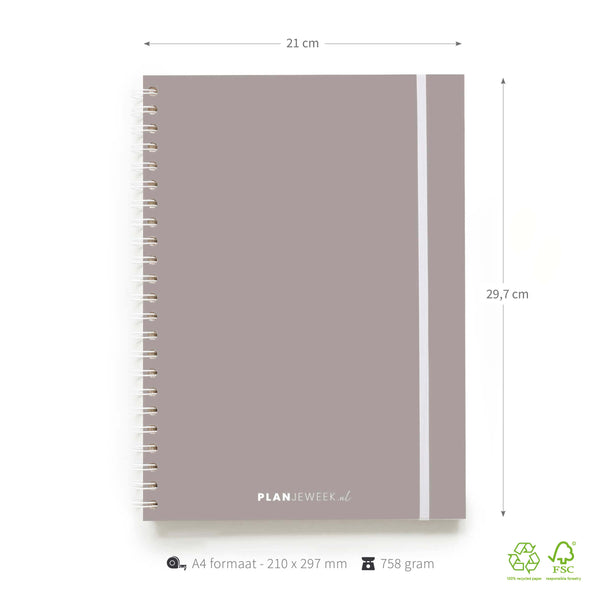 Weekplanner A4 planboek Taupe