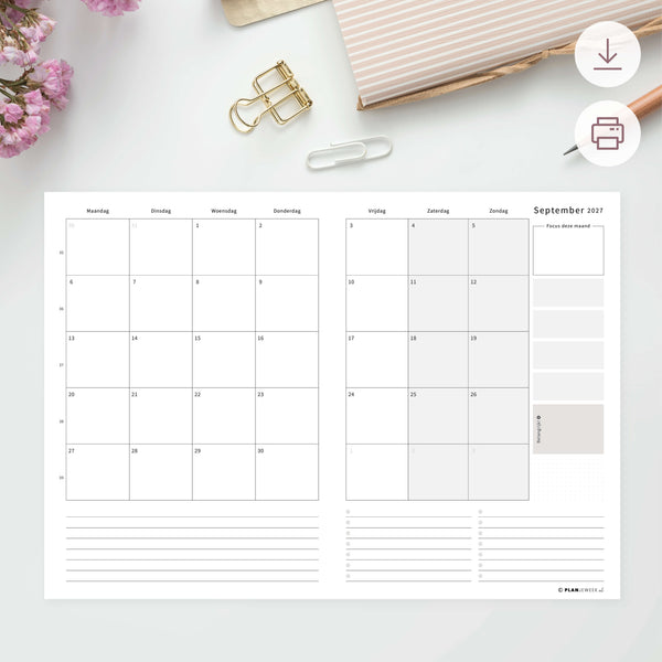 Printable - Maandplanner September 2027