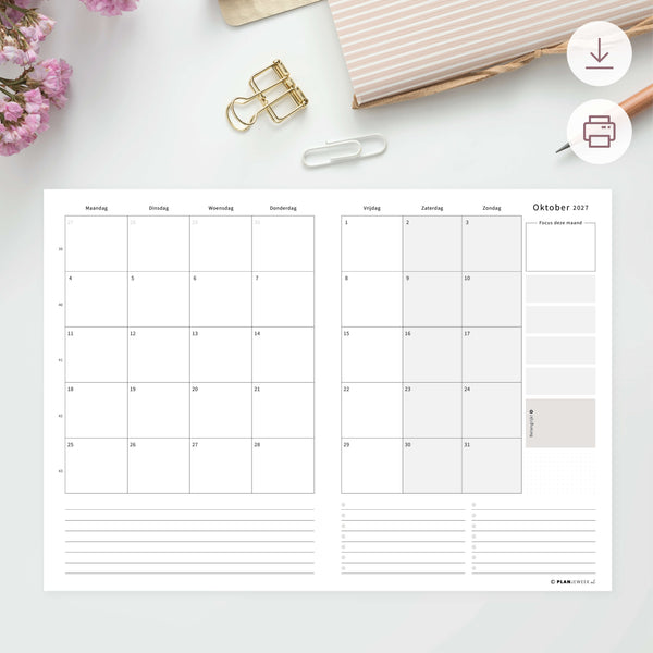 Printable - Maandplanner Oktober 2027