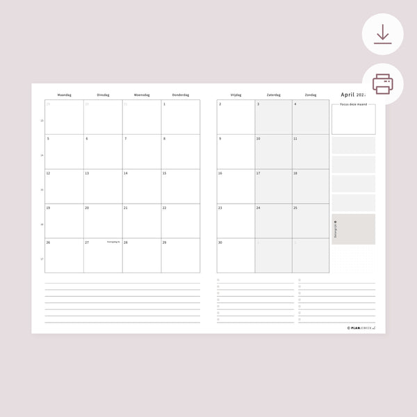 Printable - Maandplanner April 2027