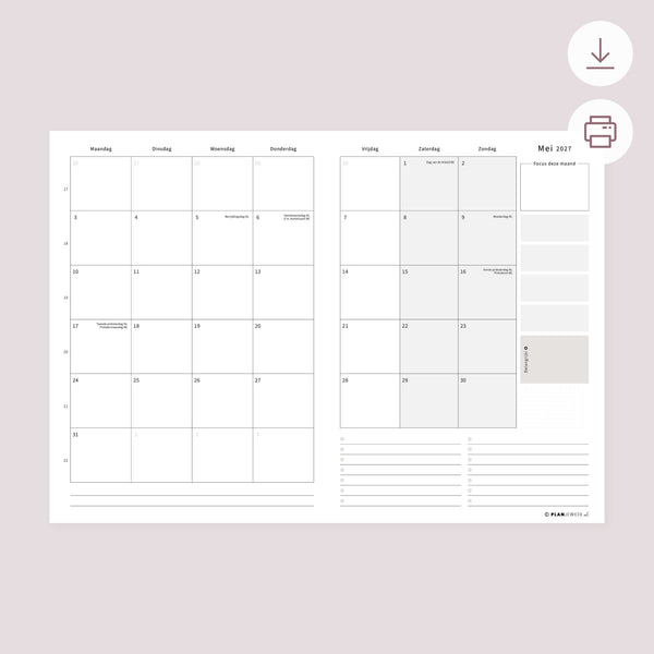 Printable - Maandplanner Mei 2027
