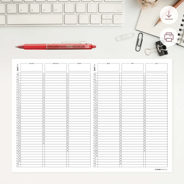 Printable - Jaarplanner 2027