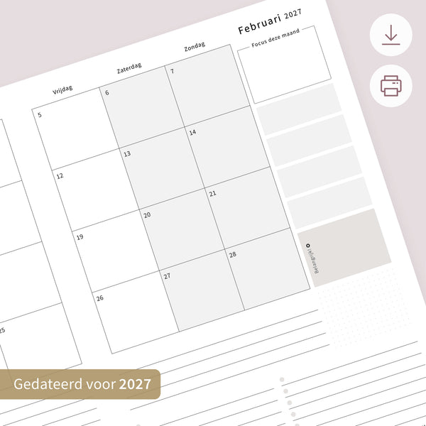 Printable - Maandplanner Februari 2027