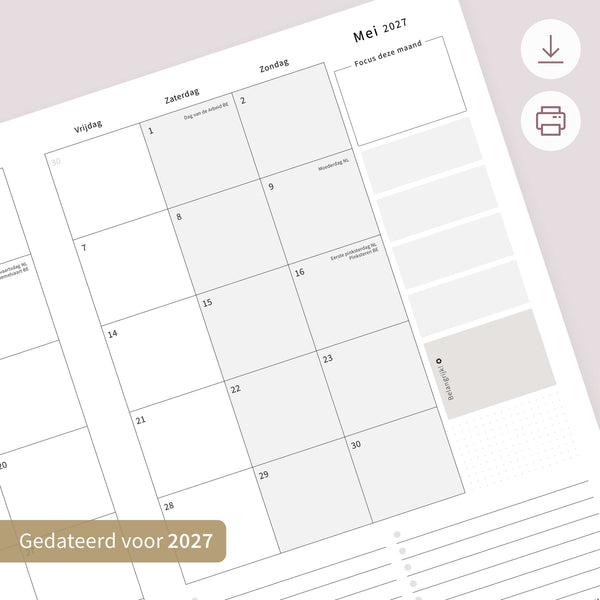 Printable - Maandplanner Mei 2027