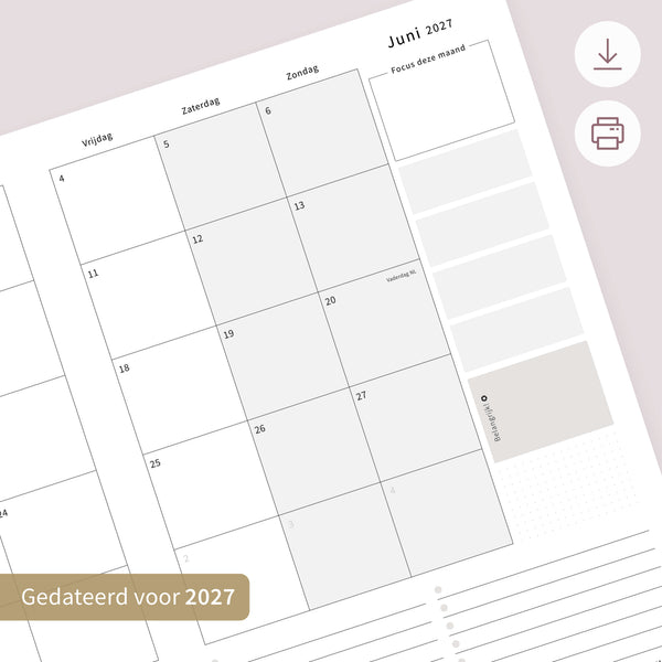 Printable - Maandplanner Juni 2027