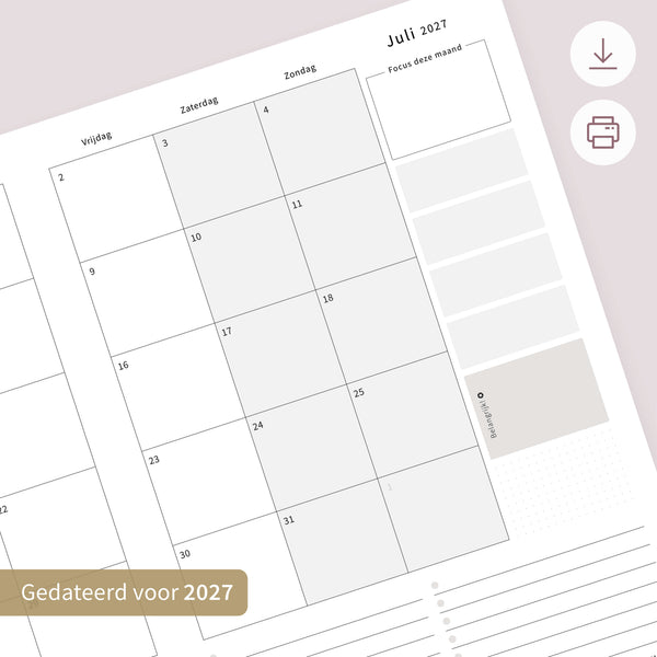Printable - Maandplanner Juli 2027