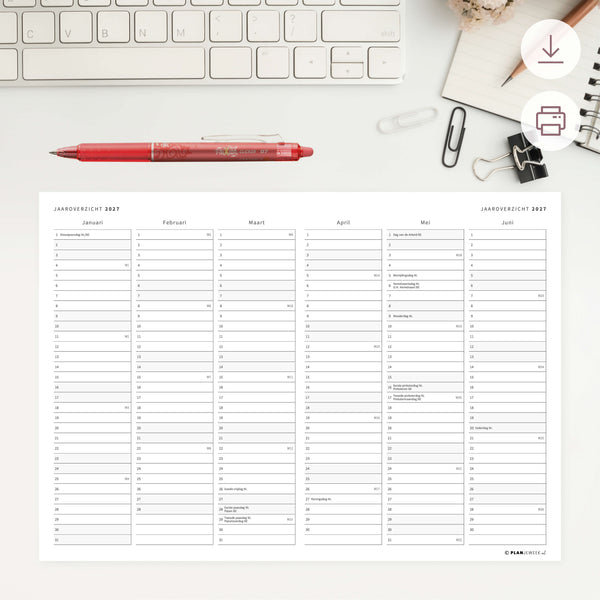 Printable - Jaarplanner 2027
