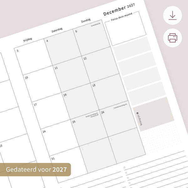 Printable - Maandplanner December 2027