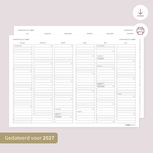 Printable - Jaarplanner 2027