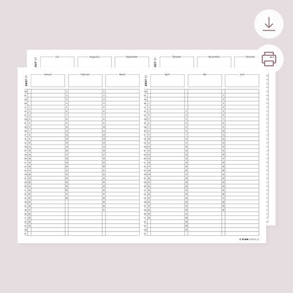 Printable - Jaarplanner 2027
