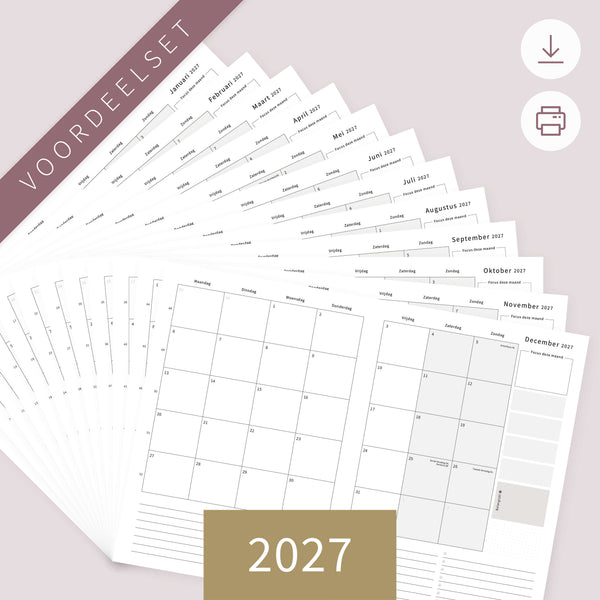 Printable voordeelset - Maandplanner pakket 2027