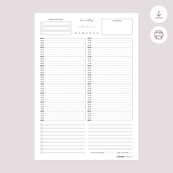 Printable voordeelset - Dagplanner pakket - alle dagoverzichten