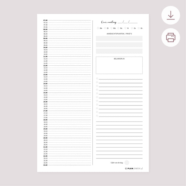 Printable voordeelset - Dagplanner pakket - alle dagoverzichten