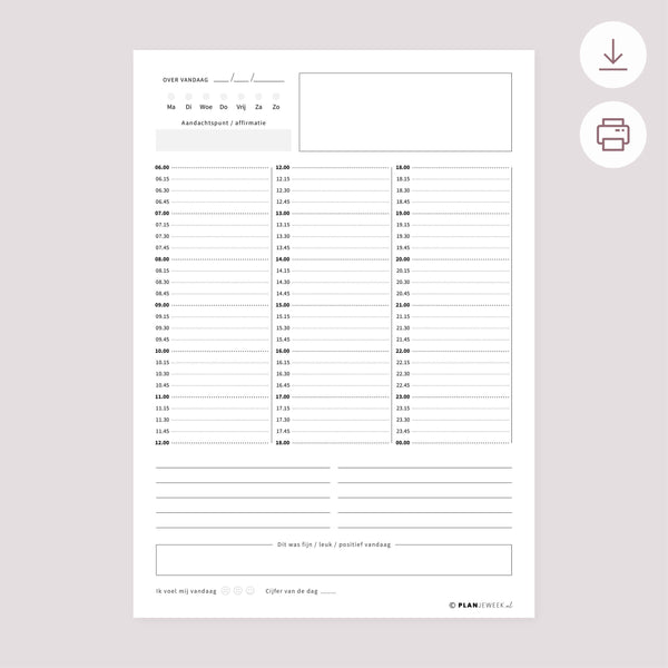 Printable voordeelset - Dagplanner pakket - alle dagoverzichten