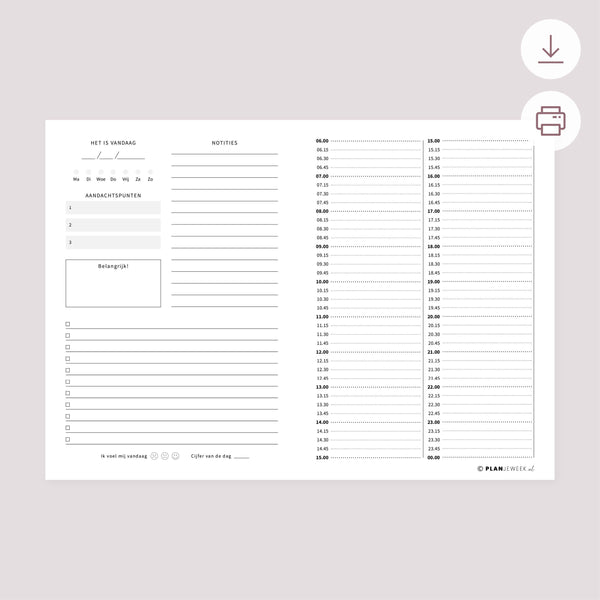 Printable voordeelset - Dagplanner pakket - alle dagoverzichten