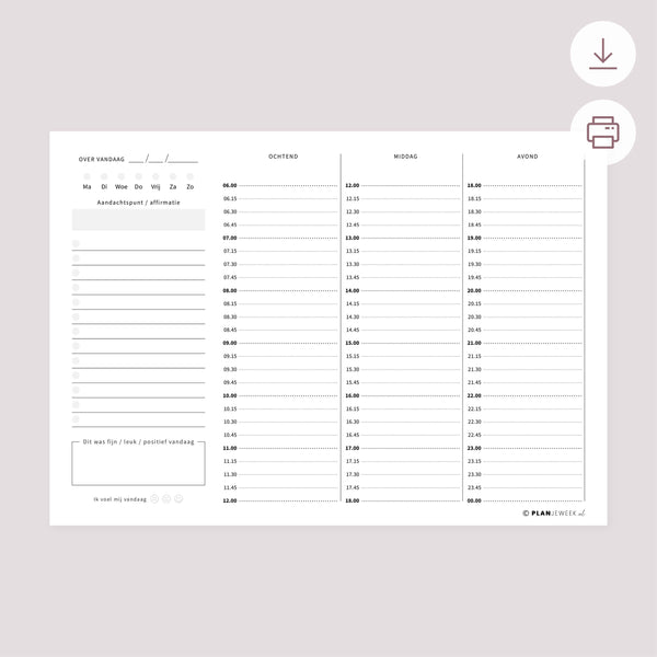 Printable voordeelset - Dagplanner pakket - alle dagoverzichten