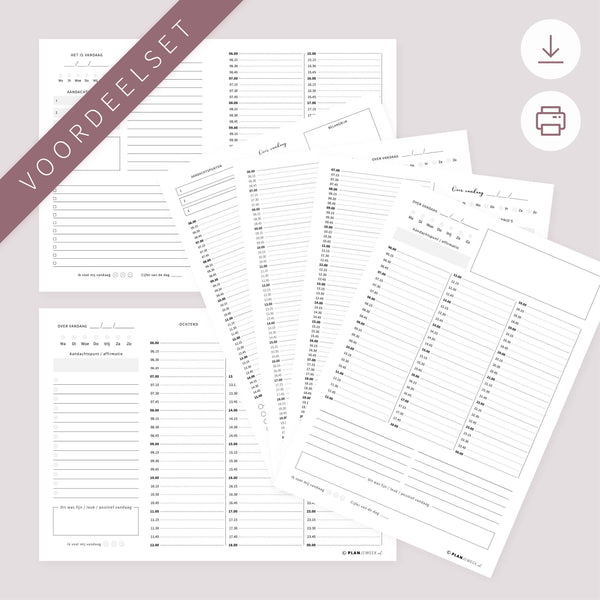 Printable voordeelset - Dagplanner pakket - alle dagoverzichten