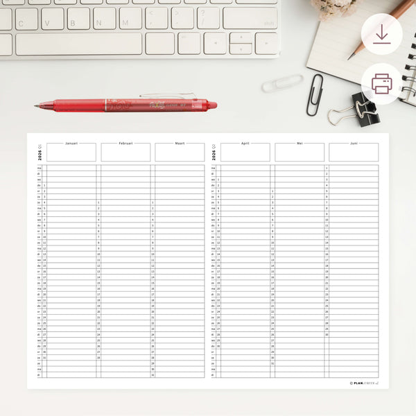 Printable - Jaarplanner 2026