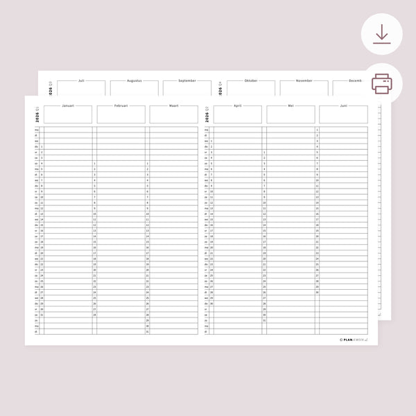 Printable - Jaarplanner 2026