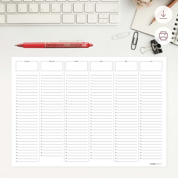 Printable - Jaarplanner ongedateerd