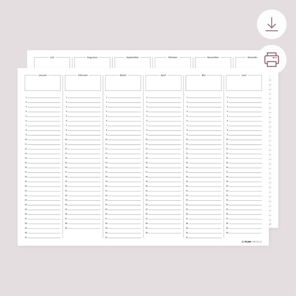 Printable - Jaarplanner ongedateerd