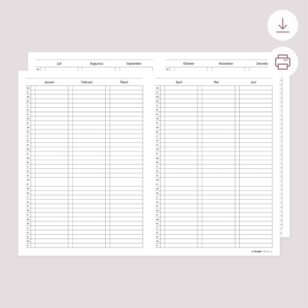 Printable - Jaarplanner ongedateerd