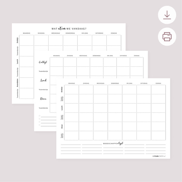 Printable - Maaltijdplanner en boodschappenlijst