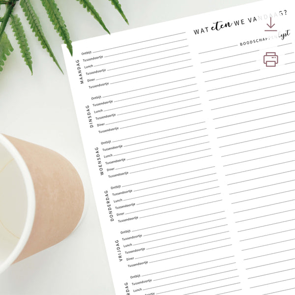 Printable - Maaltijdplanner en boodschappenlijst