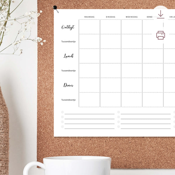 Printable - Maaltijdplanner en boodschappenlijst