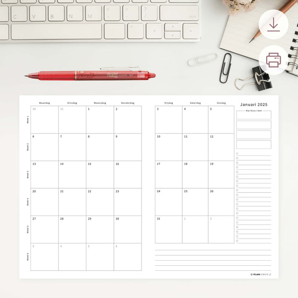 Printable - Maandplanner Januari 2025