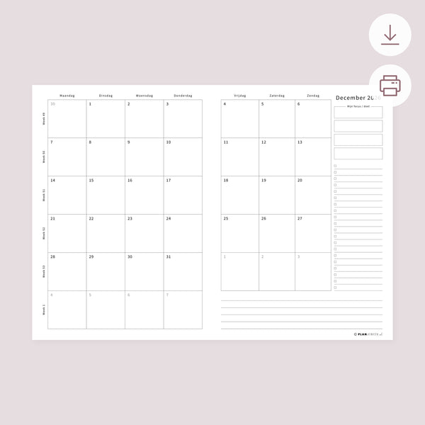 Printable - Maandplanner December 2026