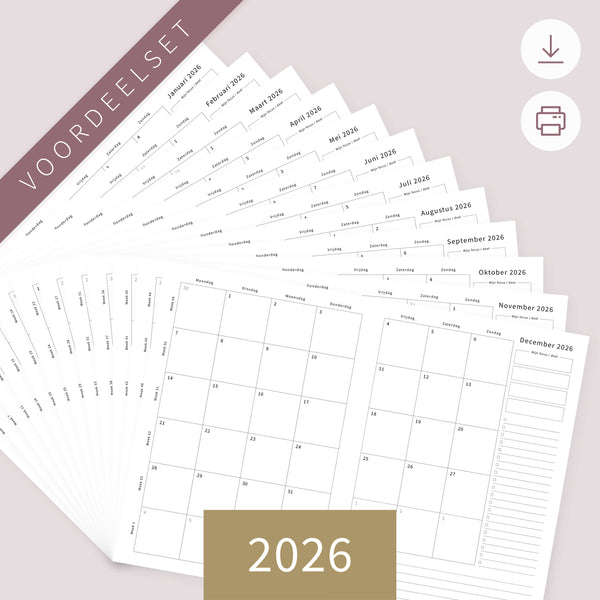 Printable voordeelset - Maandplanner pakket 2026