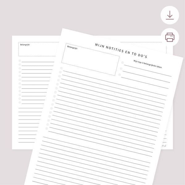 Printable - Notities en to do's