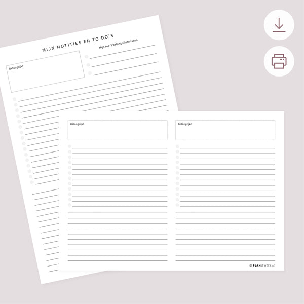 Printable - Notities en to do's