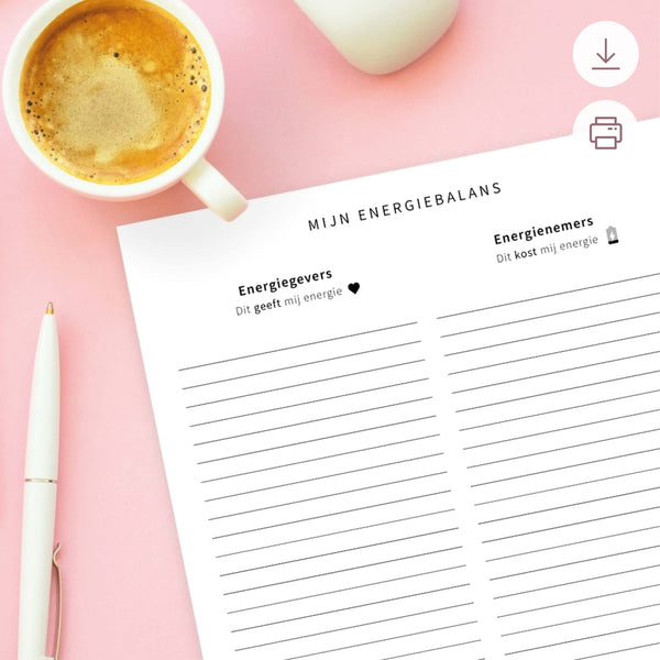 Printable - Ontspanningslijst en energiebalans