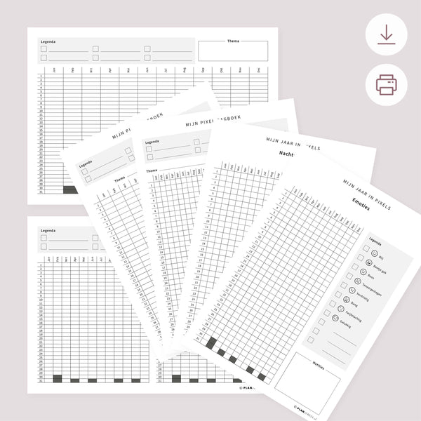 Printable - Pixel dagboek per jaar