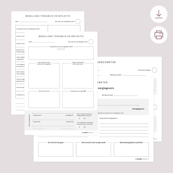 Printable - Reflectie met energiemeter per week