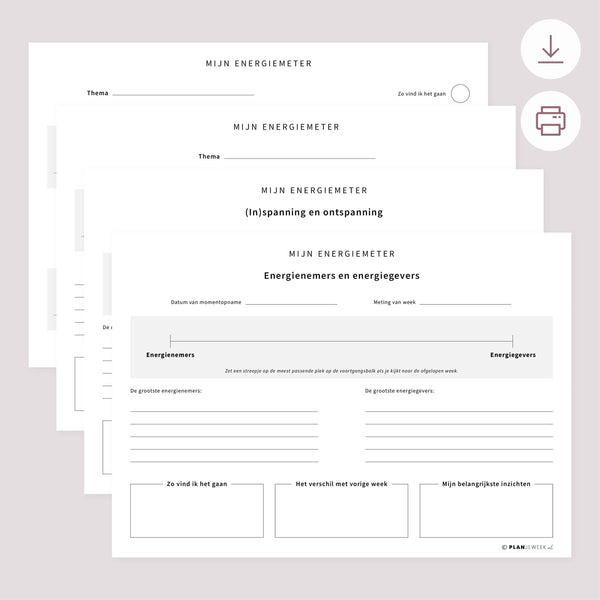 Printable - Reflectie met energiemeter per week