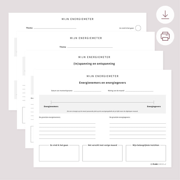 Printable - Reflectie met energiemeter per maand