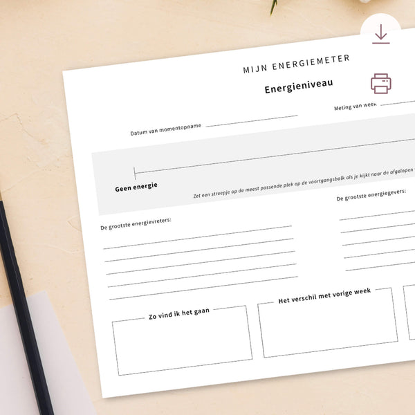 Printable - Reflectie met energiemeter per week