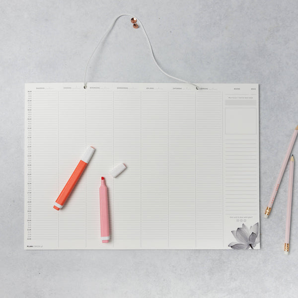 Prikkelarme weekplanner deskplanner Lotus A3 ophangbaar